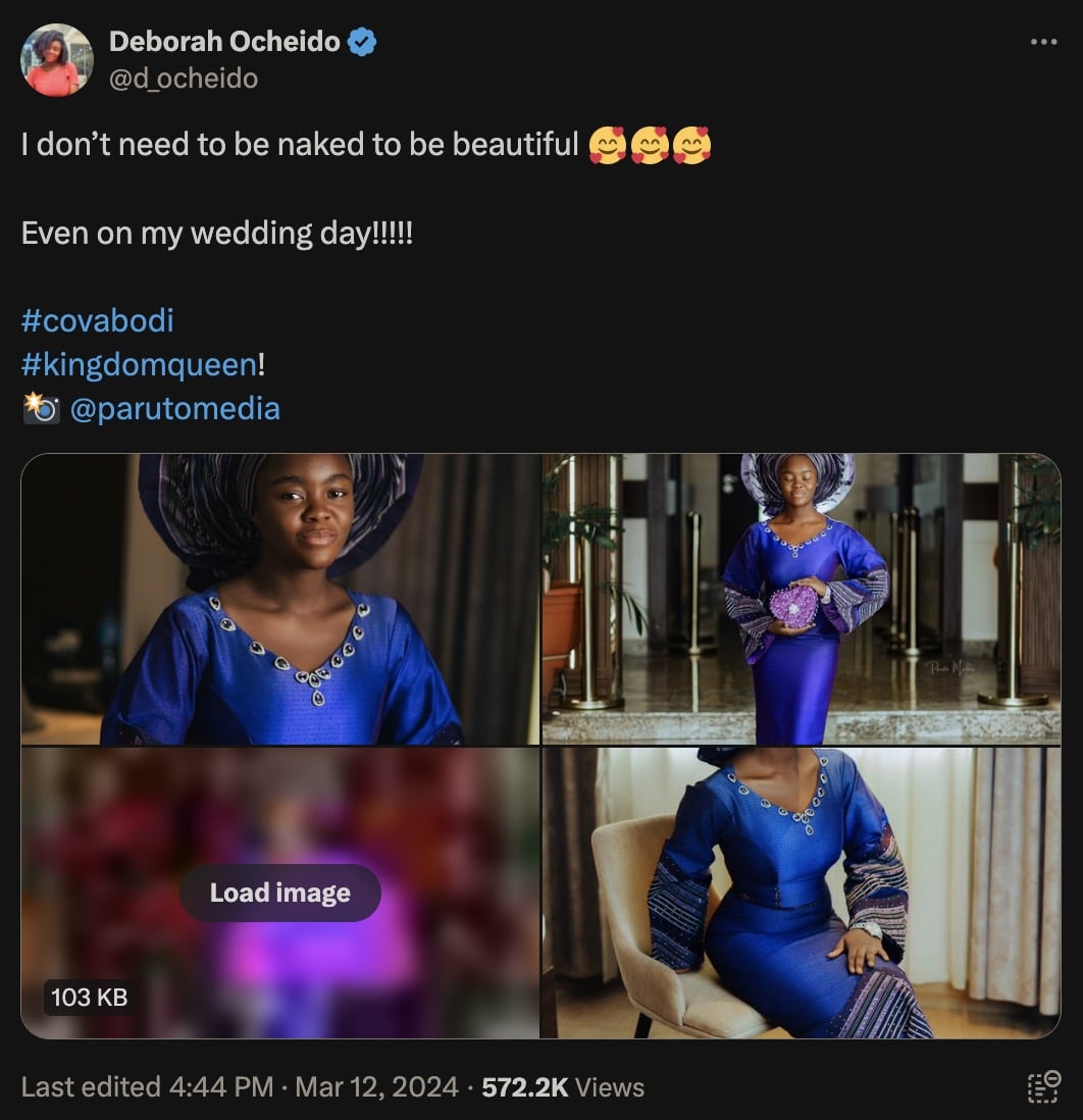 "I don’t need to be naked on my wedding day to be beautiful" - Lady roasted over statement
